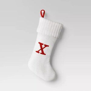 Target Stocking Wondershop Letter "X” Monogram 20 inch White Cream Knit New